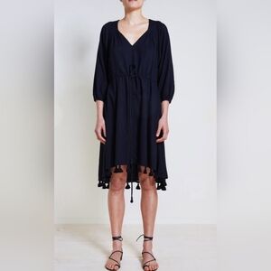 Apiece Apart Women Lovegrass Midi Dress 100% Cotton Black Size 10 $395